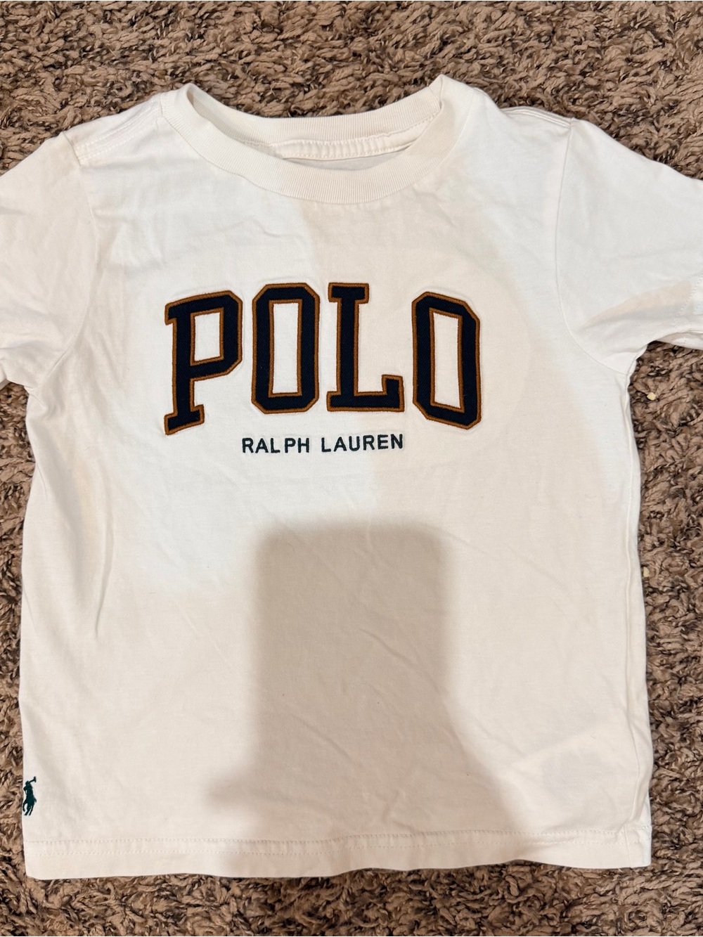 Polo by Ralph Lauren White Tee with Navy & Gold POLO Applique